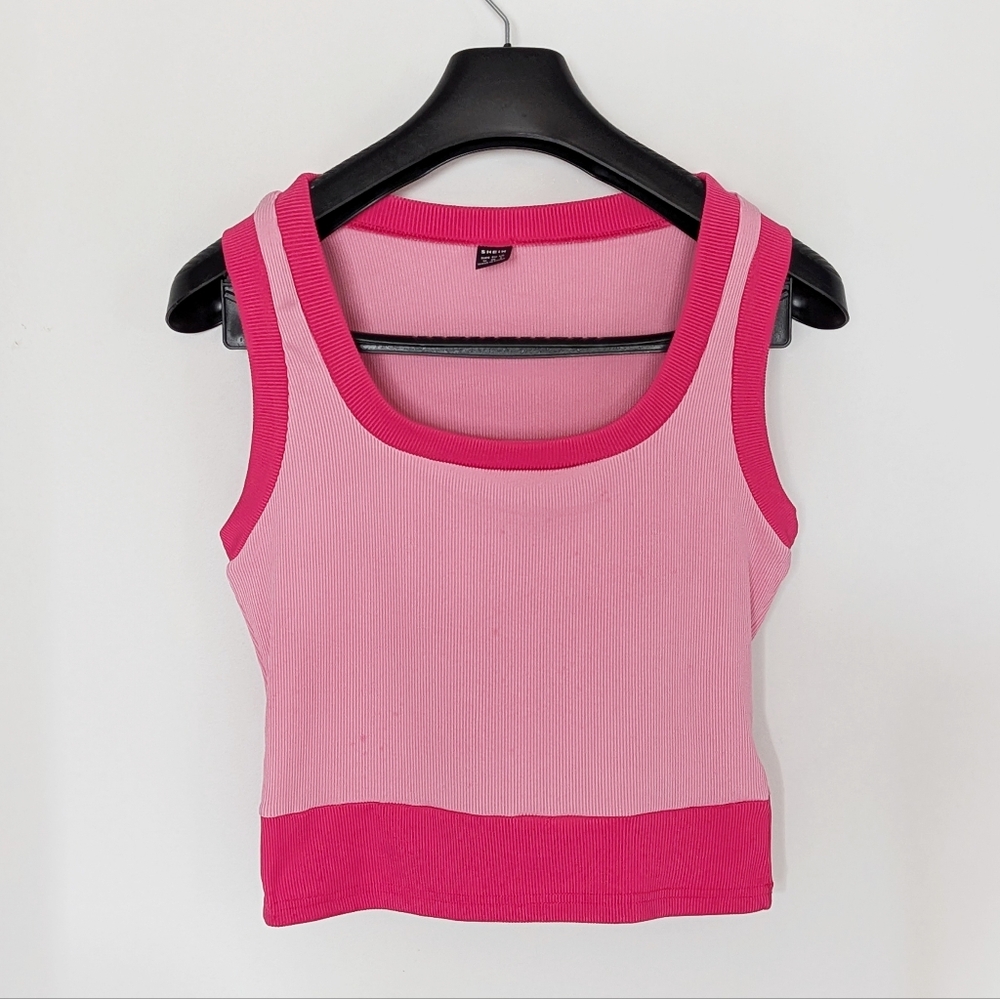 3/$21 SHEIN - Pink Fitted Crop Tank Top